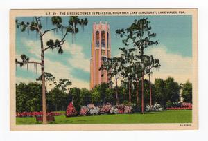 The Singing Tower in Peaceful Mountain Lake Sanctuary, Lake Wales, Fla.