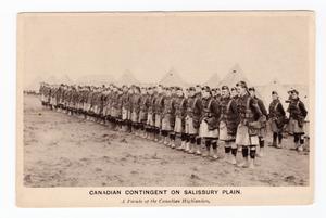 Canadian Contingent on Salisbury Plain, A Parade of Canadian Highlanders