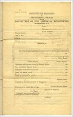 Application form for membership to the National Society of the Daughters of the American Revolution