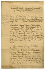 Note detailing the family history of Laura Singleton Walker