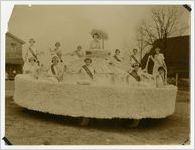 Photograph of Young Women, Beauty Queens, on a Float Representing Wheel of Peach Industry at Peach Festival, Fort Valley, Peach County, Georgia, 1924