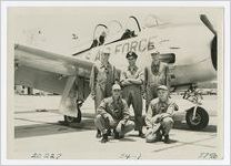 Photograph of men posing in front of an airplane at the Bainbridge Army Airfield, Bainbridge, Georgia, 1944
