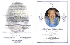 Obsequies for Mrs. Eunice Hines Adams, Thursday, December 22, 2011- 1:00 p.m., Nelson Chapel African Methodist Episcopal Church, 640 Hall Street, Bainbridge, Georgia, the Reverend James Platt, pastor presiding, the Reverand Dr. George P. Lee, III, eulogist