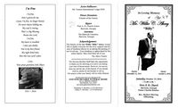 In Loving Memory of Mr. Willie C. Akery "Billy", Sunrise December 13, 1931, Sunset October 4, 2016, Saturday, October 15, 2016, 11:00 A.M., First A. B. Church, Barwick, Georgia, Pastor Charlie Dunbar, Rev. Herbert Herring Officiating