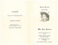 Funeral services for the late Mrs. Eula Anderson, Saturday, November 23, 1974, 1:30 p.m., Bethel Baptist Church, Fort Pierce, Florida, Rev. Charles Byrd, pastor officiating