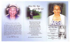 The home going celebration, in loving memory of, Mrs. Clara Rita Davis Andress, Saturday morning, March 6, 2010, 11:00 a.m., Shady Grove Baptist Church, Whitewater Road, Ideal, Georgia, officiating, the Reverend David Thomas, pastor