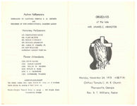 Obsequies of the late Mr. James C. Armster, Monday, November 24, 1975- 4:00 p.m., Clifford Temple C.M.E. Church, Thomasville, Georgia, Rev. B.T. Williams, pastor