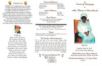 Service of Homegoing for Mrs. Rebecca Noble Arnold, "Miss Beck", Saturday, March 16, 2013, Two O'clock in the Afternoon, Shiloh Missionary Baptist Church, 389 Southwest Ray Charles Avenue - Greenville, Florida 32331, The Reverend Moderator J.B. Duval, Pastor, Officiating
