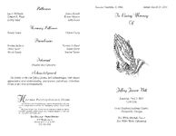 In loving memory of Jeffrey Jerome Bell, Saturday, April 2, 2011, 11:00 a.m., Good Shephard Holiness Church, Thomasville, Georgia, Rev. Willie Mitchell, pastor, Rev. Willie Wade, officiating