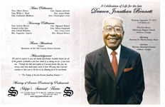 A celebration of life for the late Deacon Jonathan Bennett, Thursday, September 17, 2015, 1 o'clock p.m., New Providence Missionary Baptist Church, Ashburn, Georgia, officiating, Reverend Dr. Marvin Brown, pastor