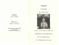 Obsequies for the late Mrs. Leathia Boone, Sunday, June 12, 1977 at 2:30 p.m., Springhill Missionary Baptist Church, Thomasville, Georgia, Rev. A.B. Sanders, pastor, Rev. Wallace Bass, officiating