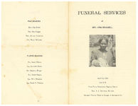 Funeral services of Mrs. Lena Braswell, April 10, 1973, 3:00 p.m., First Unity Missionary Baptist Church, Rev. A.J. Atkinson, minister