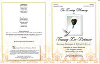 In Loving Memory of Tommy Lee Brinson, Saturday, December 3, 2016 at 11:00 A.M., Disciples of Jesus Ministries, 228 Augusta Avenue, Thomasville, GA 31792, Pastor Denny Blake, Pastor, Elder James Knolton, eulogist