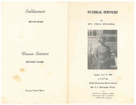 Funeral services for Mrs. Viola Broadnax, Sunday, June 12, 1966, Bethel Missionary Baptist Church, Thomasville, Georgia, Re. I.E. Washington, pastor