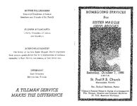 Homegoing services for Sister Maggie (Jeff) Brooks, Saturday, October 7, 1989, 2:00 p.m., St. Paul P.B. Church, Miccosukee, Florida, Rev. Richard Mathews, pastor