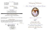 Homegoing Celebration for Mrs. Ruby Eleanor Smith Brooks, Saturday, August 3, 2013, Eleven O'clock in the Morning, Greater Friendship Missionary Baptist Church, 690 Cypress Street, Monticello, Florida 32344, The Reverend Dr. Melvin Roberts, Pastor, Officiating