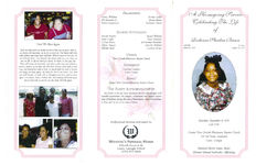 A homegoing service, celebrating the life of Rochonne Sharlene Brown, Saturday, September 8, 2012, 3:00 p.m., Greater New Corinth Missionary Baptist Church, 216 3rd Street, Southwest, Cairo, Georgia, Reverend Morris Evans, pastor, Minister Edward Seabrooks, officiating