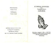 Funeral services for Gwendolyn Brown, Clinton Brown, Vernita Brown, Saturday, August 4, 1984- 2:00 p.m., Douglass Middle School Gymnasium, Minister Willie Mitchell, officiating