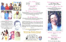 Home going celebration and tribute of love, celebrating the life and memory, Sister Gloria Campbell "Glory Mae", Saturday, January 26, 2008, 3:00 p.m., from the sanctuary of the Smith Grove Missionary Baptist Church, Highway 27 South, Amsterdam, Georgia, the Reverend Levi Kelly, pastor/officiating
