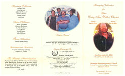 Homegoing celebration for Sister Daisy Mae Walton Chioma, Sunday, August 8, 2004, three o'clock in the afternoon, Memorial Missionary Baptist Church, Corner of Martin Luther King and Second Street, Monticello, Florida, the Reverend J.B. Duval, pastor/officiating