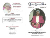 Homegoing celebration for Adella Spearman Clark, Wednesday, December 29, 2010, 12 noon, Evergreen Congregational United Church of Christ, Meridan Road, Beachton, GA., Rev. Dr. Artis Johnson, officiating
