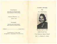 Funeral services for Mrs. Jessie Clarke, Saturday, April 1, 1978, 12:00 o'clock noon, First Missionary Baptist Church, Thomasville, Georgia, Rev. I.L. Mullins, Sr., pastor