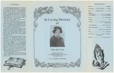 In loving memory of Willie Mae Clark, Monday, 4:00 p.m., 1st Missionary Baptist Church, Thomasville, GA., Dr. I.L. Mullins, officiating