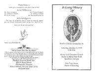In loving memory of Brother Charlie Cromartie, Sr., Saturday, October 9, 1999, 2:00 p.m., Mercy Seat Christian Church, Route 3, Mercy Seat Road, Beachton, Georgia, Rev. Leon Jones, pastor officiating