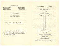 Funeral services of Mr. Lewis Cromartie, Saturday, December 27, 1975, 3:00 p.m., Mercy Seat Christian Church, Trinity Road, Thomasville, Georgia, Reverend Artis Johnson, officiating minister