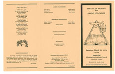 Service of memory for Sammy Lee Cuyler, Saturday, March 26, 1994, 11:00 a.m., Memorial Missionary Baptist Church, Monticello, Florida, Reverend J.B. Duval, pastor
