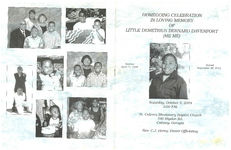 Homegoing celebration in loving memory of Little Demetrius Bernard Davenport (Me Me), Saturday, October 2, 2004, 3:00 p.m., St. Calvary Missionary Baptist Church, 346 Higdon Rd., Calvary, Georgia, Rev. C.J. Henry, pastor officiating