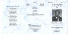 A service of memory, celebrating the life of Douglas Mayshaunt Davis, Monday, July 18, 2011, 11:00 a.m., St. John African Episcopal Church, 352 Main Street, Boston, Georgia, Reverend Frederick Foster, officiating minister