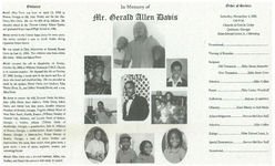 In memory of Mr. Gerald Allen Davis, Saturday, November 4, 2006, 1:00 p.m., Church of God in Unity, Quitman, Georgia, Elder Edward Jones, Jr., officiating