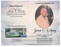 In Loving Memory of James C. Delaney, Tuesday, August 29, 2017, 11:00am, Hopkins Mortuary Chapel, 1318 West Jackson Street, Thomasville, GA 317922