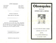Obsequies of the late Mother Mary A. Dennis, St. Peter Primitive Baptist Church, Tallahassee, Florida, Saturday, January 11, 1975, 2:00 p.m., Reverend Lewis Anderson, pastor