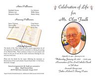 Celebration of Life for Mr. Olan Faulk, Wednesday, January 26, 2011-11:00 a.m., Resurrection of Our Lord Catholic Church, 112 Fell Street, Savannah, Georgia 31415, Father Robert E. Chaney, Pastor