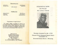 Eulogistic rites for the late Mrs. Lethea C. Ferrell, Thursday December 30, 1982- 2 p.m., Pleasant Grove Missionary Baptist Church, Ochlochnee, Ga., Reverend Dembo Monroe- officiating