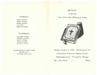 Obituary of the late Mrs. Willie Mae Washington Foster, Sunday, January 13, 1979- 3:00 o'clock p.m., Piney Grove Missionary Baptist Church, Tallahassee Road- Thomasville, Georgia, Rev. John Harris, pastor