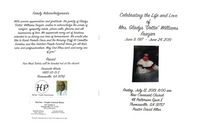 Celebrating the Life and Love, of Mrs. Gladys Dottie Williams, Frazier, Friday, July 12, 2019, 11:00am, New Covenant Church, 48 Patterson Spur E, Thomasville, GA 31757, Pastor David Allen