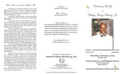 Celebrating the life of Bishop Henry Harvey, Jr., Saturday- January 5, 2013, 11:00 a.m., Community Free Will Baptist Church, 8715 Herlong Road, Jacksonville, FL, Elder James Williams, Minister Leon Byrd, Bishop Lenord Miller, officiating