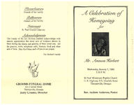 A celebration of homegoing for Mr. Ammon Herbert, Wednesday, January 5, 2000, 3:30 p.m., St. Paul Missionary Baptist Church, U.S. Highway 319, Moultrie Road, Thomasville, Georgia, Rev. Andrew Anderson, pastor