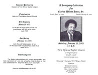 A homegoing celebration for Charles Wilson James, Sr., Saturday, February 22, 2003, 4:00 p.m., First African Baptist Church, 23 Montgomery Street, (Franklin Square), Savannah, Georgia 31401, Reverend Thurmond N. Tillman, pastor