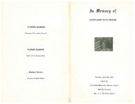 In memory of Sister Annie Ruth Johnson, Saturday, April 22, 1972, 3:00 p.m., Friendship Missionary Baptist Church, Metcalf, Georgia, Rev. J.N. Williams, pastor