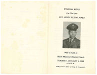 Funeral rites for the late Sgt. Leroy Elton Jones, will be held at, Shiloh Missionary Baptist Church, Tuesday, January 4, 1966, at 1:00 p.m., Elder P.J. Welch, pastor officiating