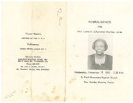 Funeral services for Mrs. Lottie B. (Charlotte) Worthey Jones, Wednesday, November 17, 1982- 2:30 p.m., St. Paul Missionary Baptist Church, Rev. Dembo Monroe, pastor