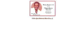 A home going celebration for Richard Lawyer Jr., Thursday, December 24, 2009, 1:00 p.m., Willowhead Missionary Baptist Church, Thomasville, Georgia, Elder Darrell Harrison, Elder Silas Brinson, pastor, officiating ministers