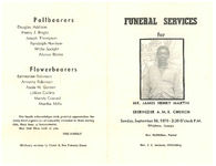 Funeral services for Mr. James Henry Martin, Ebernezer A.M.E. Church, Sunday, September 26, 1970- 2:30 o'clock p.m., Whigham, Georgia, Rev. McMillian, pastor, Rev. J.C. Jackson, officiating