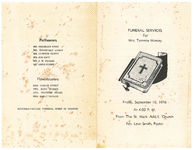 Funeral services for Mrs. Tommie Mincey, Friday, September 10, 1976, at 4:00 p.m., from the St. Mark A.M.E. Church, Rev. Leon Smith, pastor