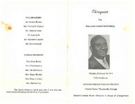 Obsequies for William James Mitchell, Monday, February 28, 1972, 2:30 o'clock p.m., Second Presbyterian Church, Fletcher Street, Thomasville, Georgia, the Rev. Mr. T.A. Clayton, the Rev. Mr. W. Virgil, the Rev. Mr. E.S. Sheffield
