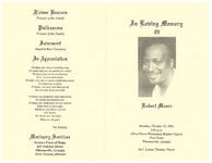 In loving memory of Robert Moore, Monday, October 12, 1992, 2:00 p.m., Olive Grove Missionary Baptist Church, Pine Street, Thomasville, Georgia, Rev. Lamar Thomas, pastor